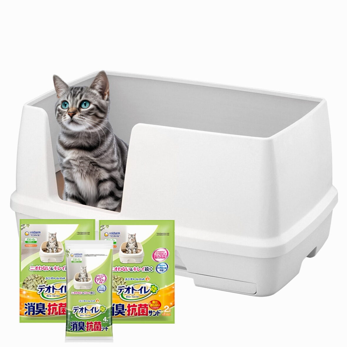 XL 2 pakopų kačių tualetas (dėžė + 2 X 1,6 kg granulės + 4 sugeriantys įklotai) XL Tidy cats Breeze litter box BIG Originali versija iš Japonijos. Japoniškas kačių tualetas