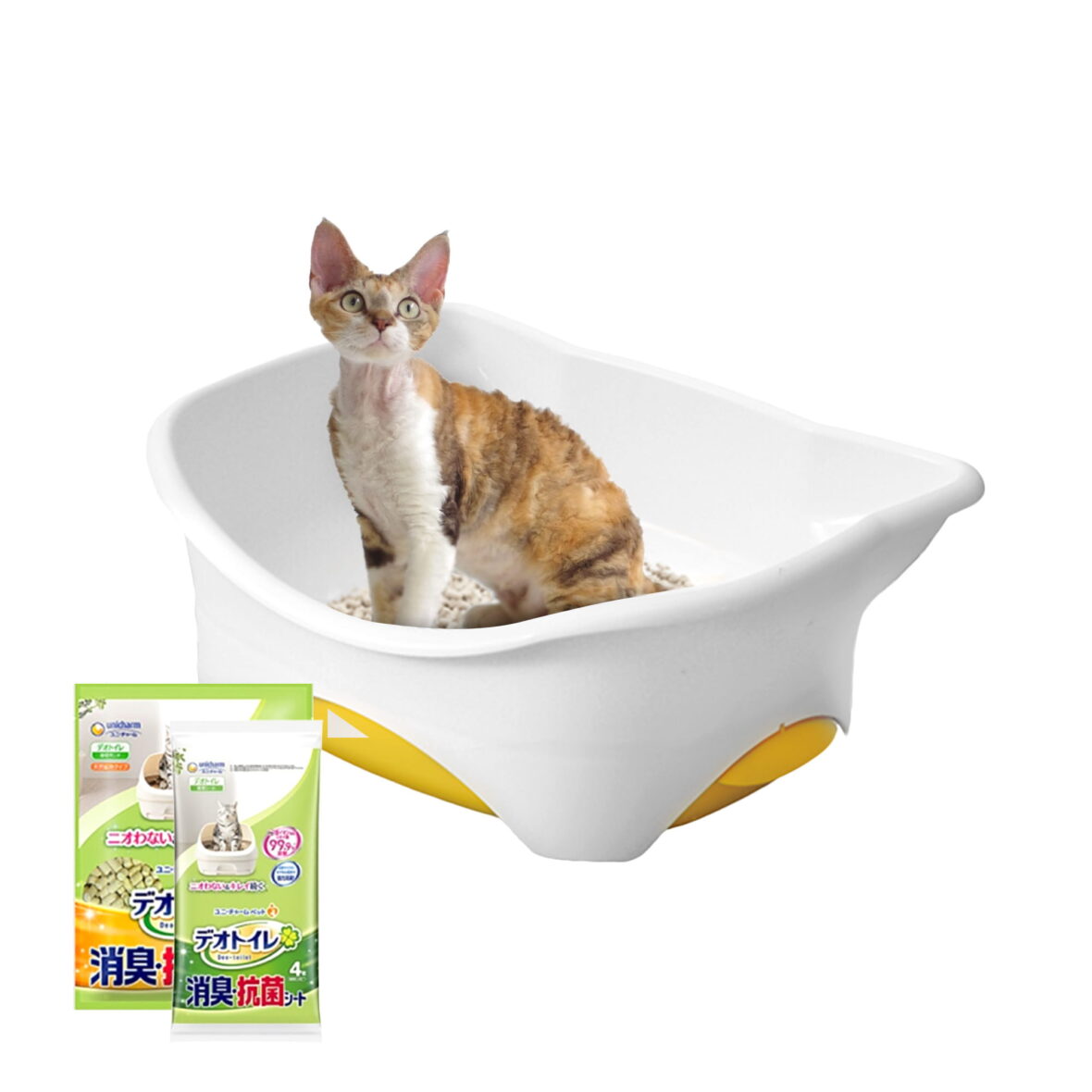 Маленький двухуровневый кошачий туалет (комплект: лоток + гранулы 1,6 кг + 4 пеленки) Оригинальная версия Tidy Cats Breeze cat litter box из Японии (Японский кошачий туалет)