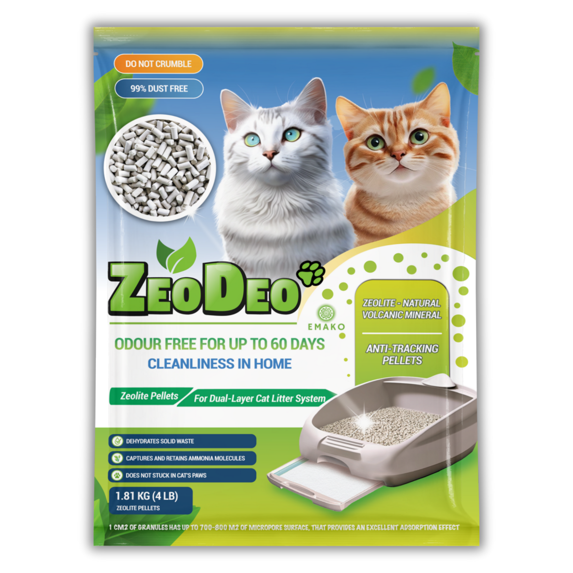 Zeolite Cat Litter Pellets 1.8kg (4Lb)