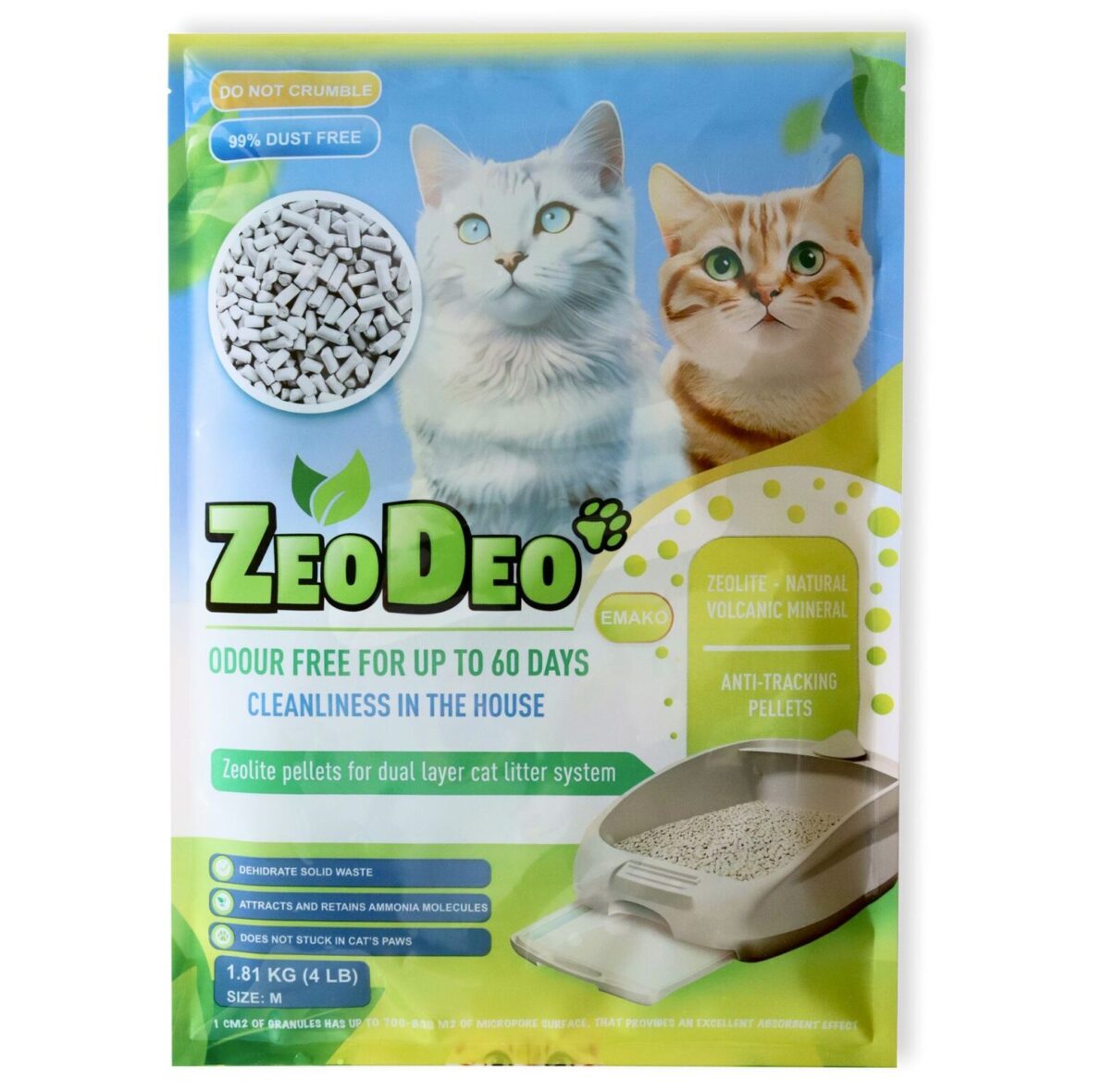 «ZeoDeo» Гранулированный натуральный цеолит для кошачьего туалета 1,8 kg